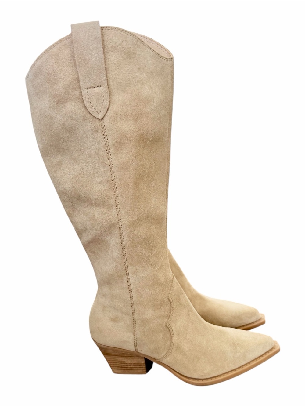 Dolce Vita Women's Regy Western Boot Beige Suede Over Western Boots